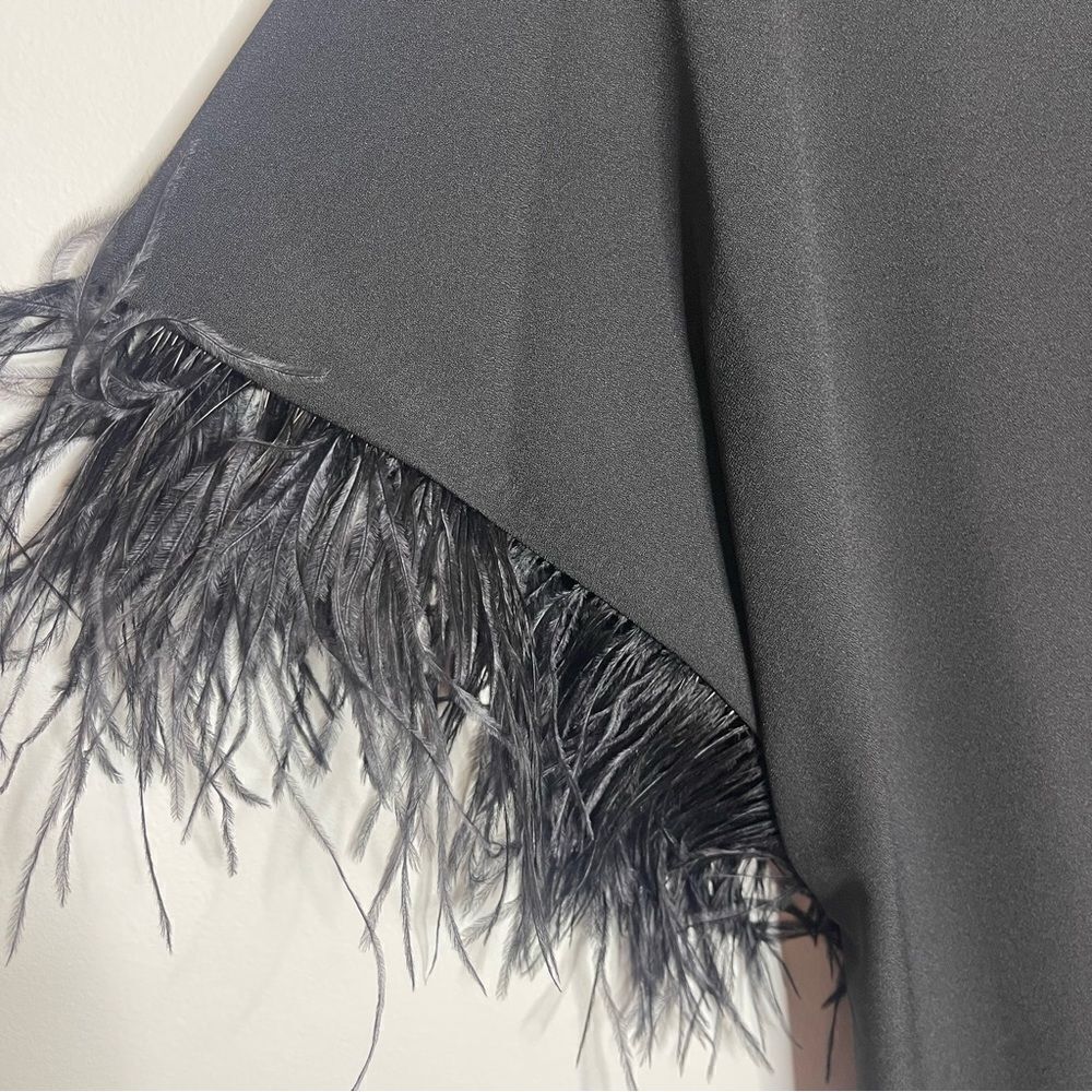 Jay X Jay Godfrey Womens Black Cocktail Budden Mini Dress Feather Sleeve New - Picture 8 of 14